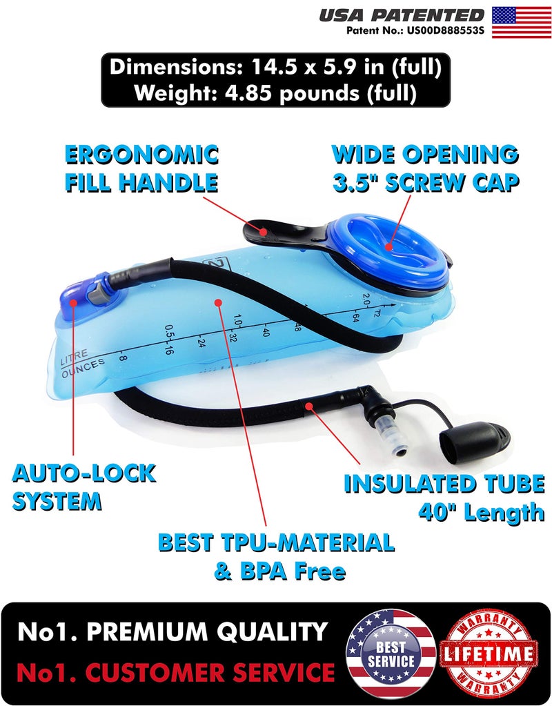 FREEMOVE 2L Hydration Bladder & Cooler Bag > Keeps Drink Cool & Protects Bladders > Leak Proof Camel Water Pack for Backpack > Tasteless & BPA Free TPU Material  Quick Release Insulated Tube with On/Off Valve - Image 2